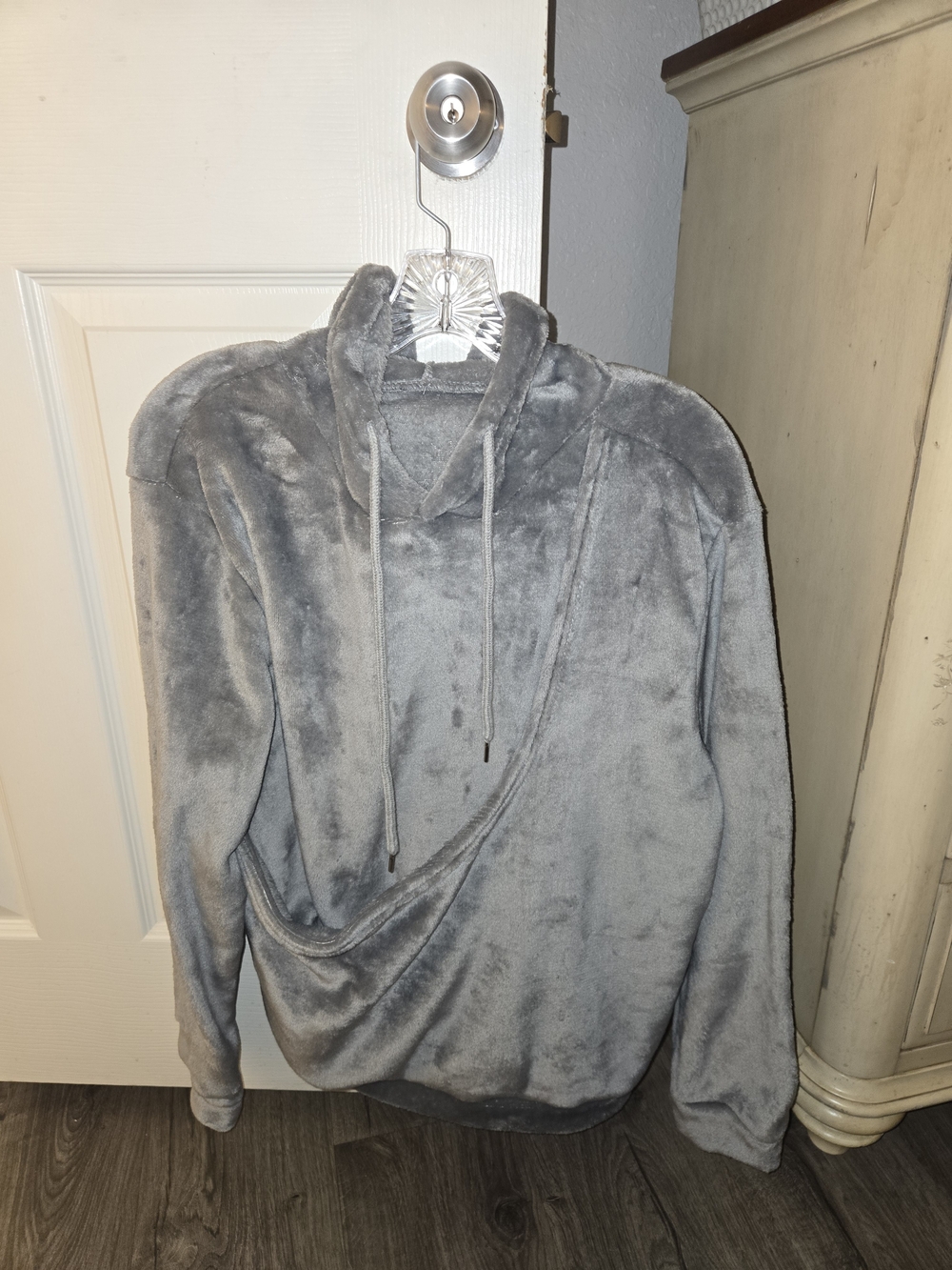 Gray Plush Cat Pouch Hoodie Pet Carrier Sweatshirt Size Large